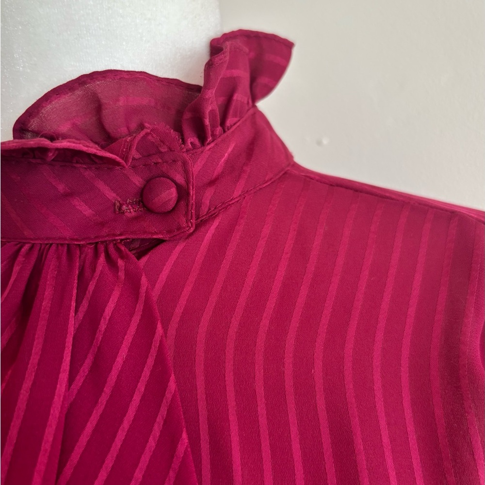 Vintage At Once Scarf collared blouse  Bow Detail size small - Picture 3 of 12